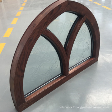 Cadre de fenêtre en bois de chêne de dessus supérieur d&#39;arc de conception de formes adaptées aux besoins du client de conception avec le verre découpé